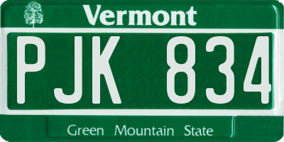 VT license plate PJK834