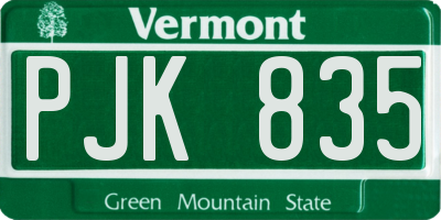 VT license plate PJK835