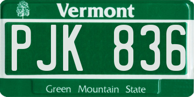 VT license plate PJK836