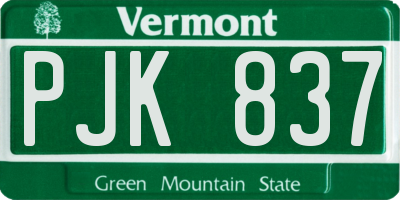 VT license plate PJK837