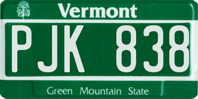 VT license plate PJK838