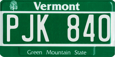 VT license plate PJK840