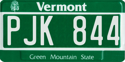 VT license plate PJK844