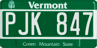 VT license plate PJK847