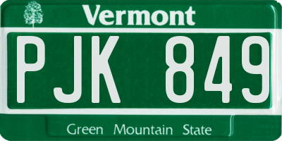 VT license plate PJK849