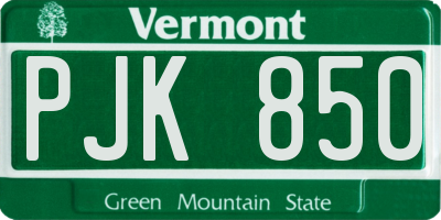 VT license plate PJK850