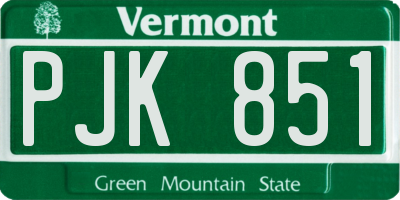 VT license plate PJK851