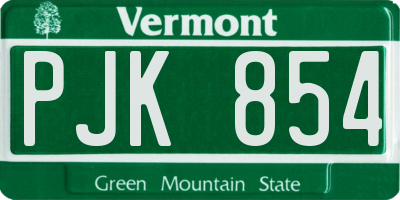 VT license plate PJK854