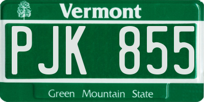 VT license plate PJK855