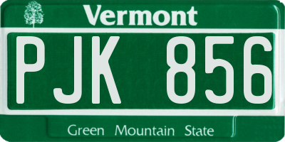 VT license plate PJK856
