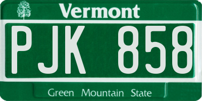 VT license plate PJK858