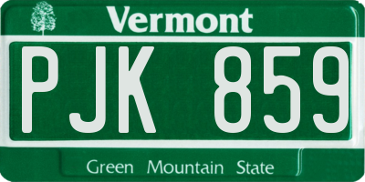VT license plate PJK859
