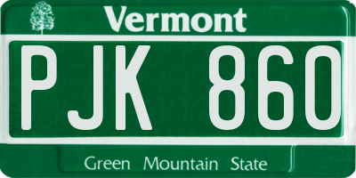 VT license plate PJK860