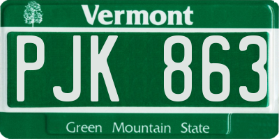 VT license plate PJK863