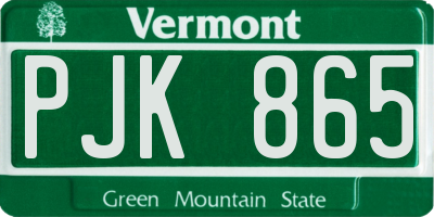 VT license plate PJK865