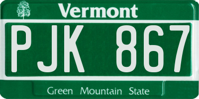 VT license plate PJK867