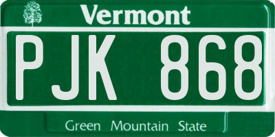 VT license plate PJK868