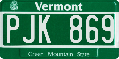 VT license plate PJK869
