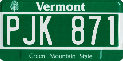 VT license plate PJK871