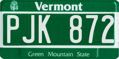 VT license plate PJK872