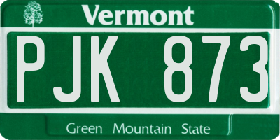 VT license plate PJK873