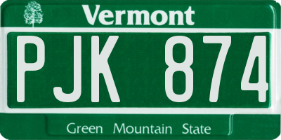 VT license plate PJK874