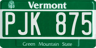 VT license plate PJK875