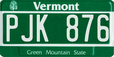 VT license plate PJK876