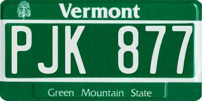 VT license plate PJK877