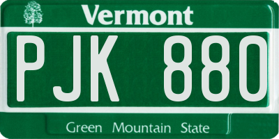 VT license plate PJK880
