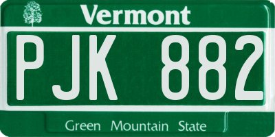 VT license plate PJK882