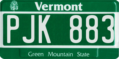 VT license plate PJK883