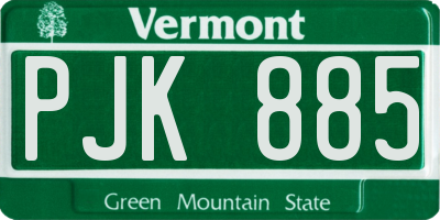 VT license plate PJK885