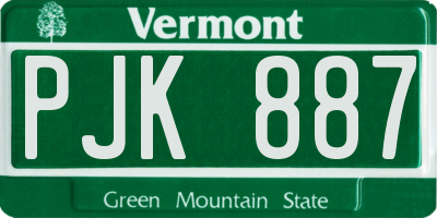 VT license plate PJK887