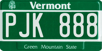 VT license plate PJK888