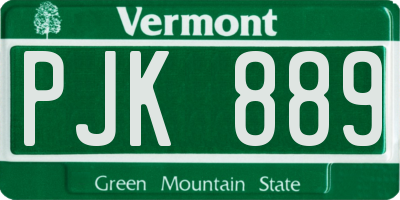 VT license plate PJK889
