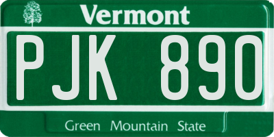 VT license plate PJK890