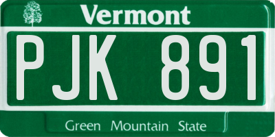 VT license plate PJK891