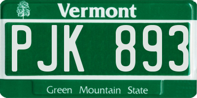 VT license plate PJK893