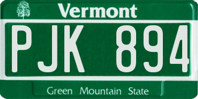 VT license plate PJK894