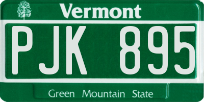 VT license plate PJK895