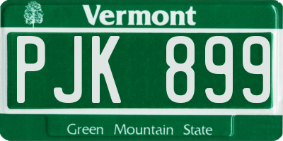 VT license plate PJK899