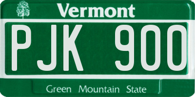 VT license plate PJK900