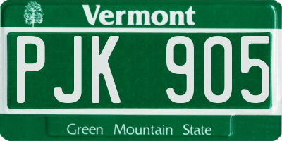 VT license plate PJK905