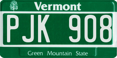 VT license plate PJK908