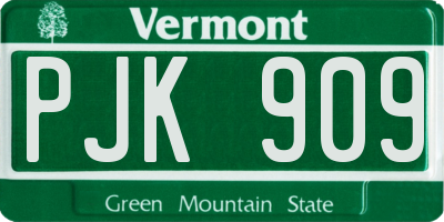 VT license plate PJK909