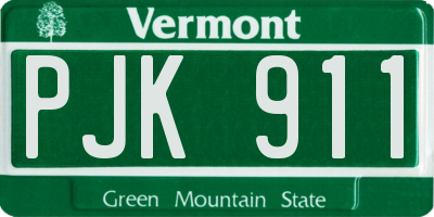VT license plate PJK911