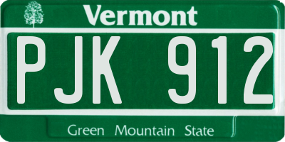 VT license plate PJK912