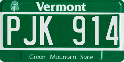 VT license plate PJK914