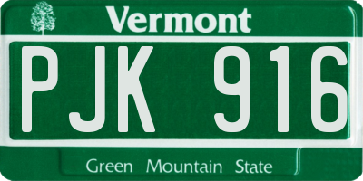 VT license plate PJK916